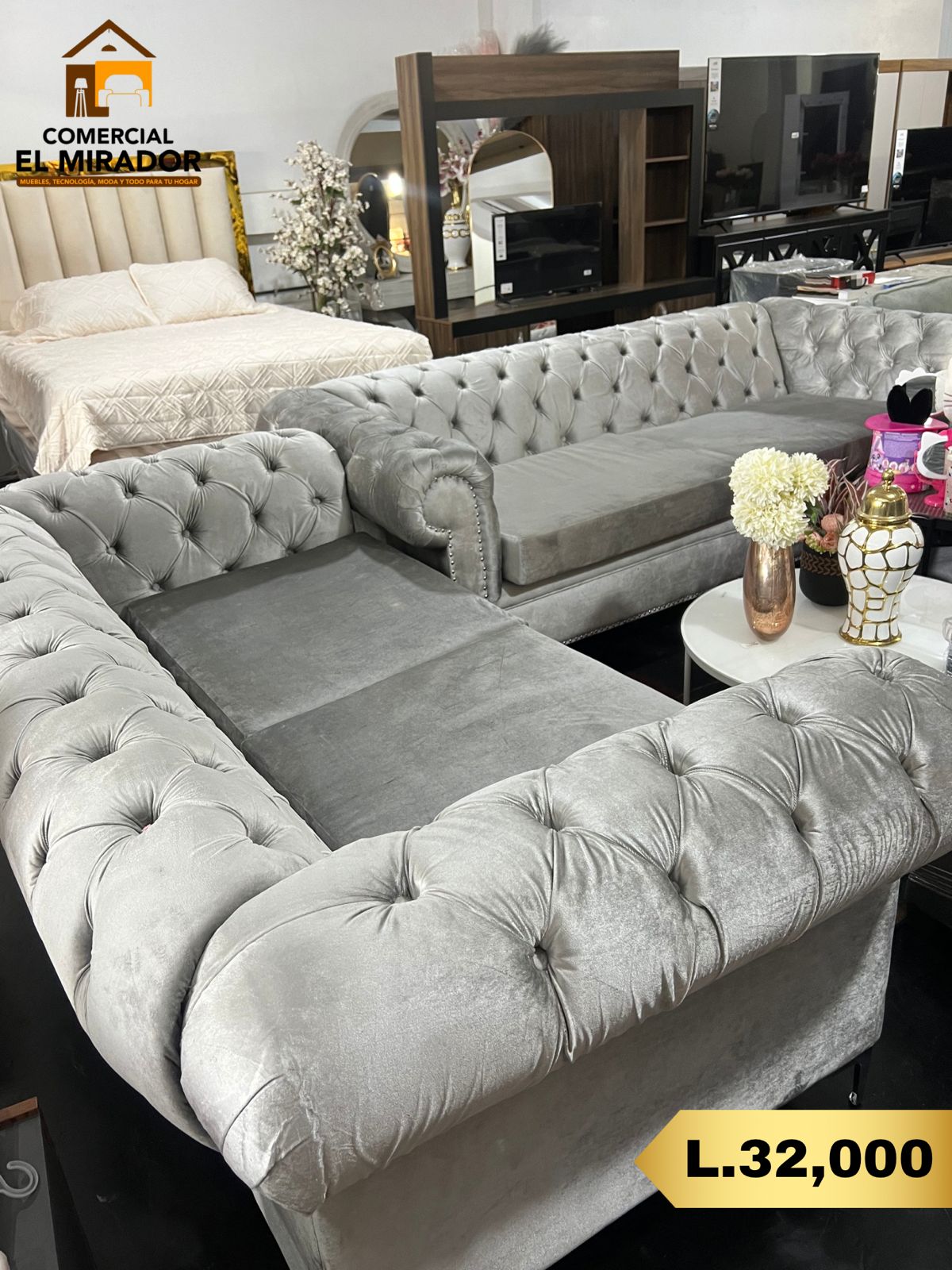 JUEGO DE MUEBLES GRIS