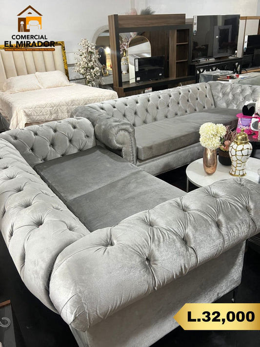 JUEGO DE MUEBLES GRIS